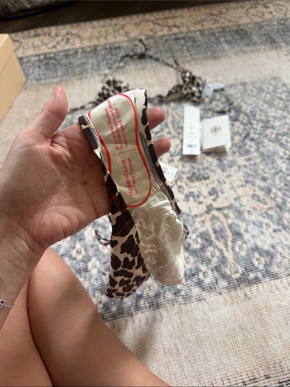 Tory Burch Brown and White Reva Leopard-Print Triangle Bikini Set Small - Picture 3 of 5